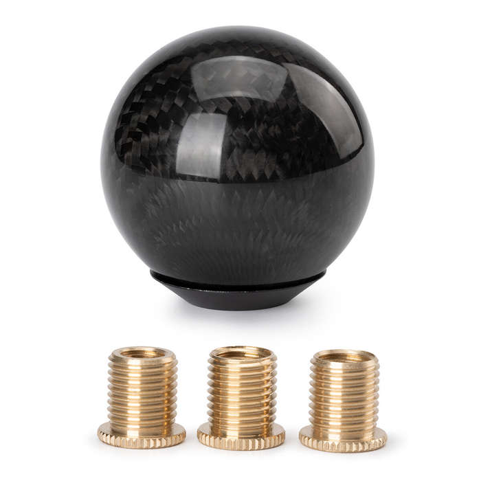 Universal Round Shift Knob 5 6 Speed Carbon Fiber Gear Shifter Knob w/ Adapters