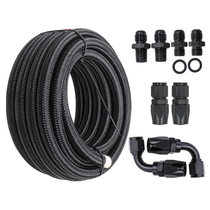 4L60E 4L65E TH350 TH400 Automatic Transmission Cooler 6AN Hose Line Kit Black