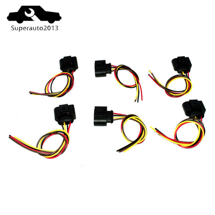 6X Ignition Coil Connector Wire Harness Plug Wiring For VW Jetta Passat Audi New