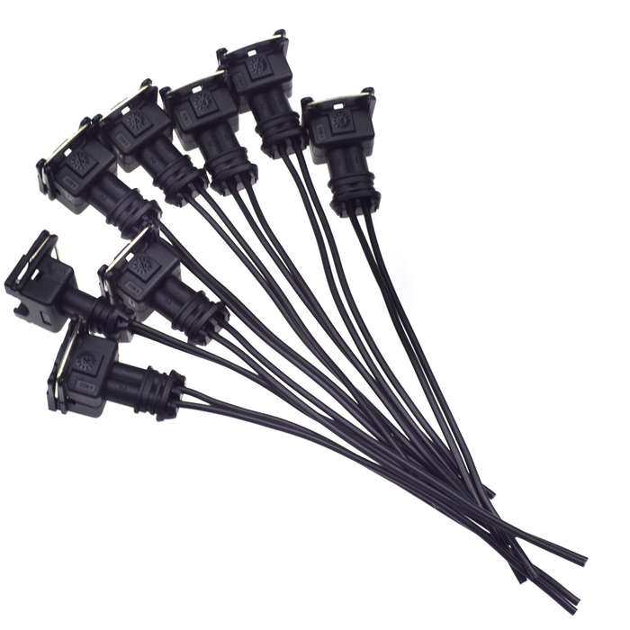 8PCS 2 Way Fuel Injector EV1 Female Connector Plug Clip Harness Pigtail Wiring
