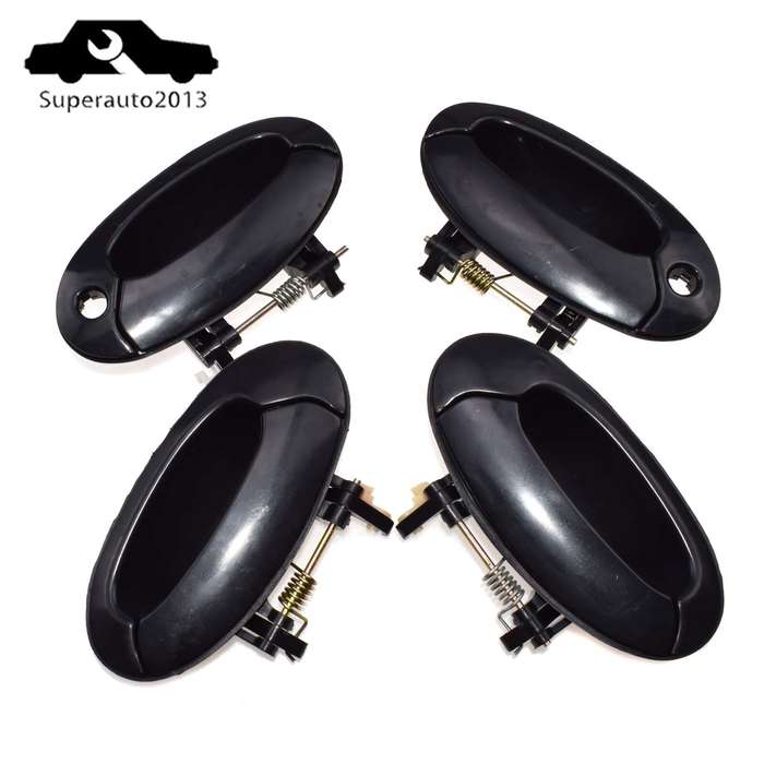 4PCS Front Rear Left Right Outside Door Handle Black For Hyundai Elantra 1996-00