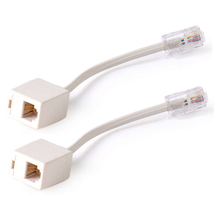 2 pcs Telephone RJ11 6P4C Female To Ethernet RJ45 8P8C Male Adapter Converter