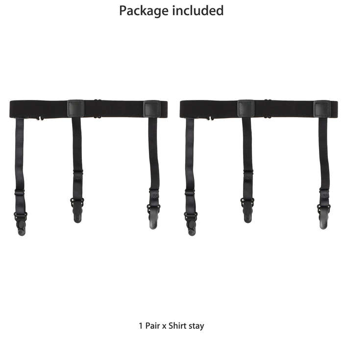 2x Mens Shirt Stays Holders Elastic Garter Belt ,Non-Slip Locking Clamps Uniform