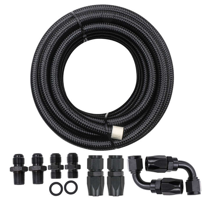 4L60E 4L65E TH350 TH400 Automatic Transmission Cooler 6AN Hose Line Kit Black