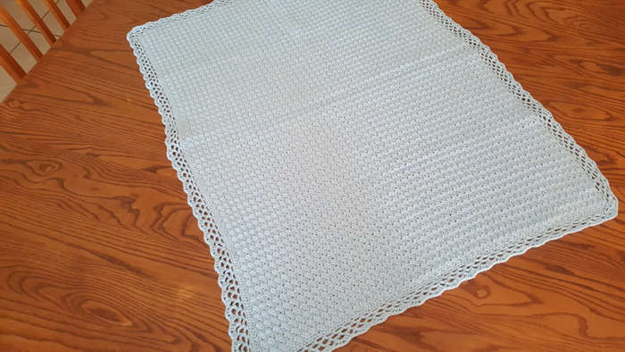 80 x 100cm Baby Blue Crochet Baby Blanket | 4-Ply Baby Wool