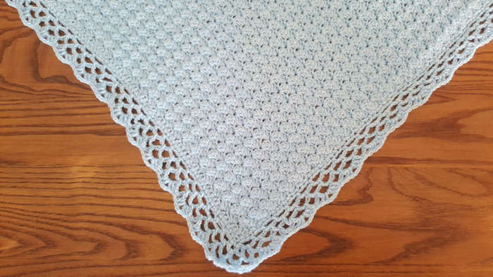 80 x 100cm Baby Blue Crochet Baby Blanket | 4-Ply Baby Wool