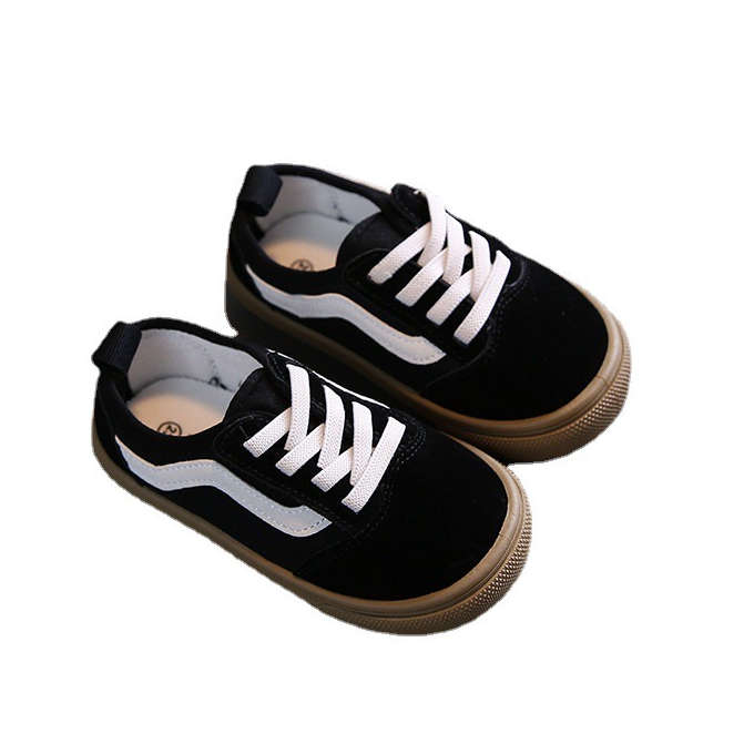 Olive Tree-Kids Classic Canvas Shoes Lace With Easy Velcro Strap-Black-EU29