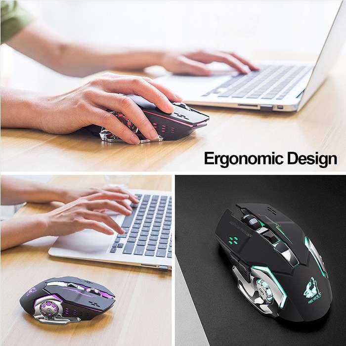 Olive Tree-X8 Ergonomic Wireless 2.4G 2400DPI Gaming Mouse Silent Black