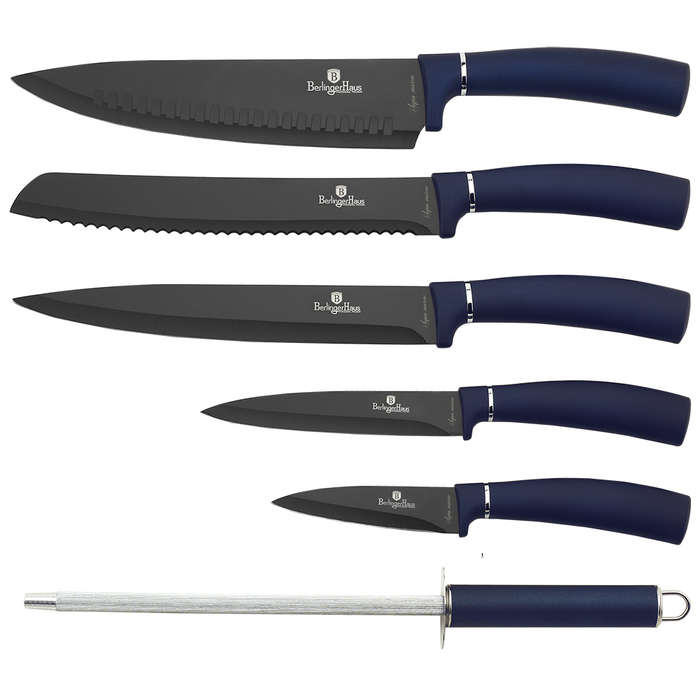 Berlinger Haus 7 Pieces Marble Coating Knife Set + Stand - Aquamarine (READ DESCRIPTION)