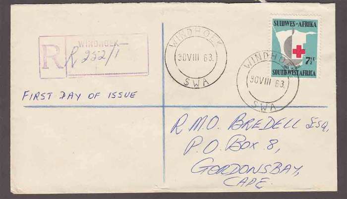 South West Africa SWA (Now Namibia) - 1963 - Centenary of the International Red Cross FDC