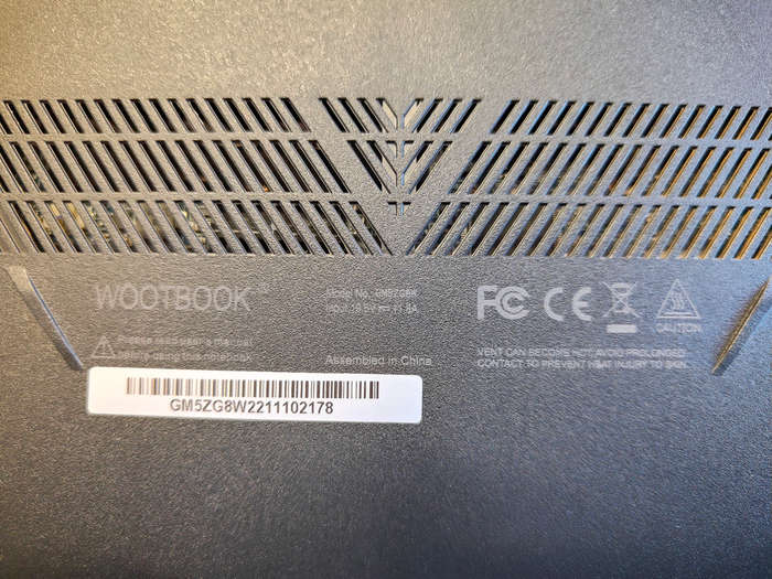 Wootbook Gaming laptop GM5ZG8W Spares laptop / Sold as is (voetstoots, faulty motherboard)