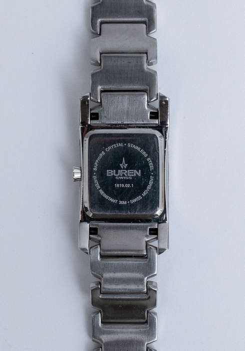 Ladies Silver BUREN Watch *SWISS* *SAPPHIRE CRYSTAL*