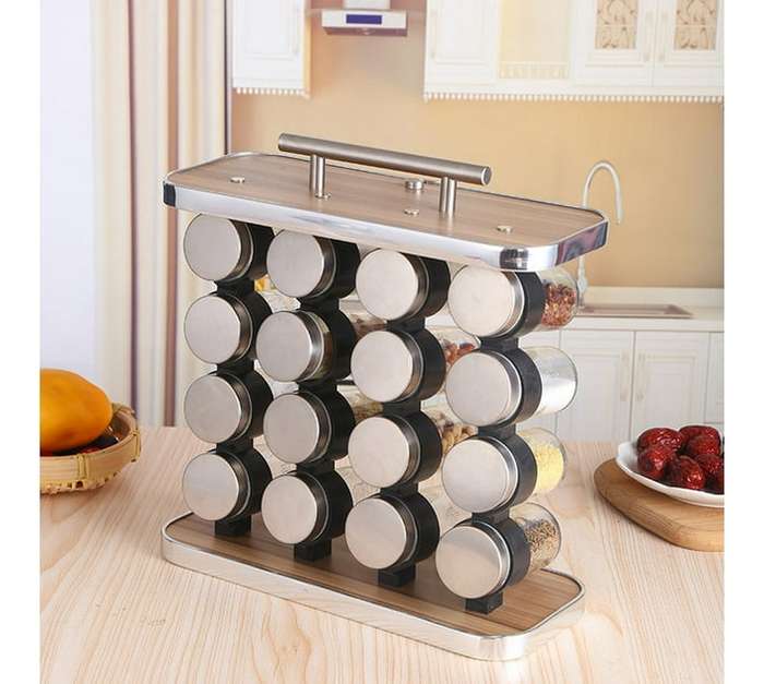 16 Bottle Kitchen Spice Rack with Handle