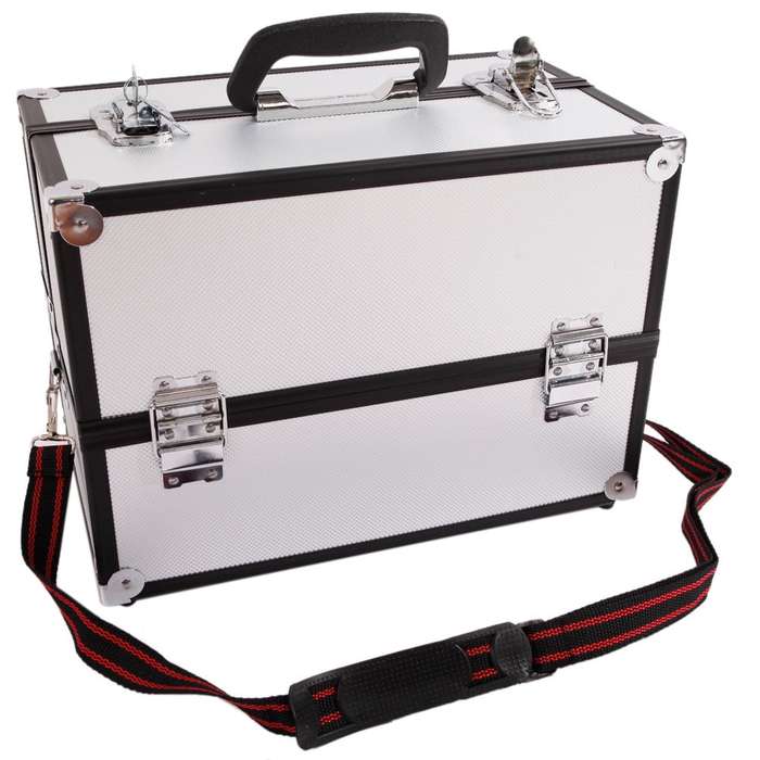 Pro Aluminum Makeup Train Case Jewelry Box Travel Cosmetic Organizer Case