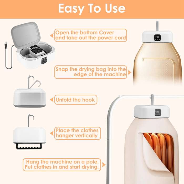 Portable Clothes Dryer Teqhome Mini Dryer Machine with Remote for Small Light Clothes Quick and Easy
