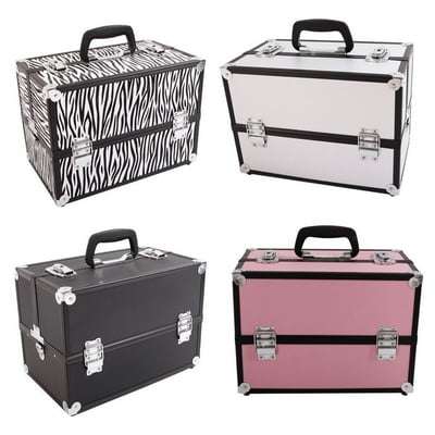 Pro Aluminum Makeup Train Case Jewelry Box Travel Cosmetic Organizer Case