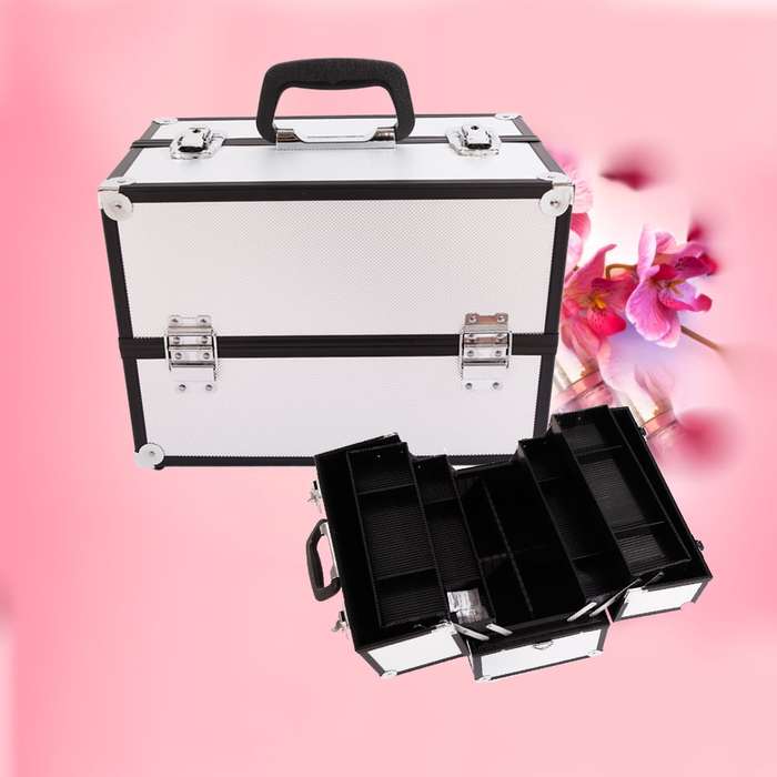 Pro Aluminum Makeup Train Case Jewelry Box Travel Cosmetic Organizer Case
