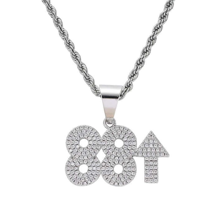 88Rising Silver Plated CZ Diamond Fashion Pendant &amp; Necklace