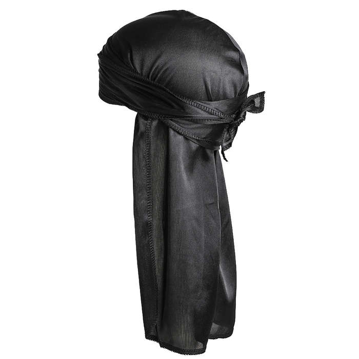 Durag Boss Silky Satin Durag with Extra Length Ties (Black)