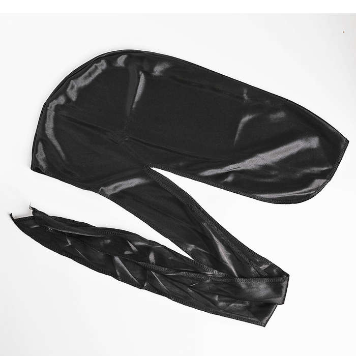 Durag Boss Silky Satin Durag with Extra Length Ties (Black)