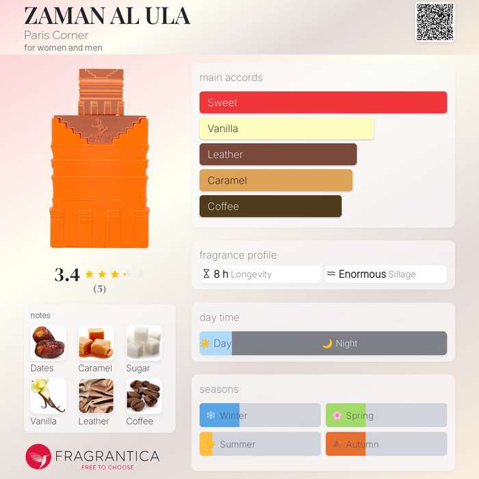 Paris Corner Zaman Al Ula 100 ml Eau De Parfum Sweet scent