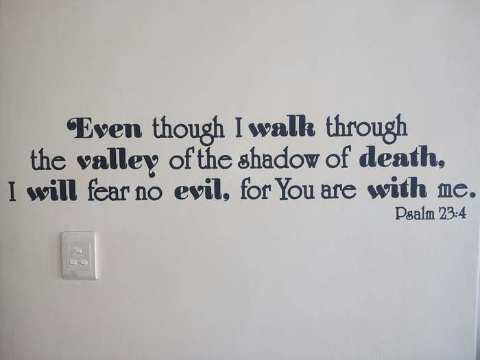 Walk Through the Dark Valley with Confidence - Psalm 23:4 Bible Verse Wall Sticker Decal