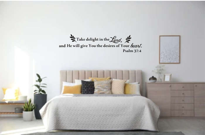 Bedroom wall decor : Take delight in the Lord