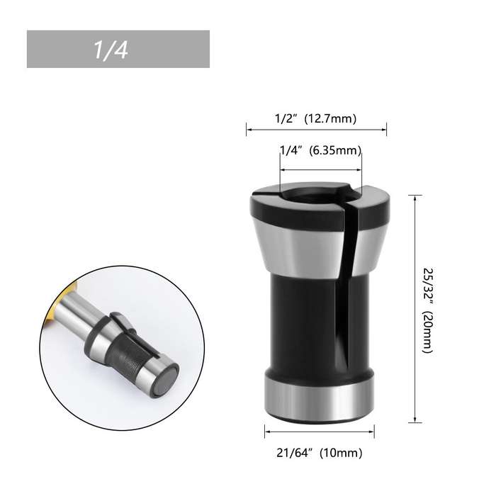 3PCS Router Collet Chuck 6mm 6.35mm 8mm Engraving Trimming Machine Clamping Adapter Converter for Wo