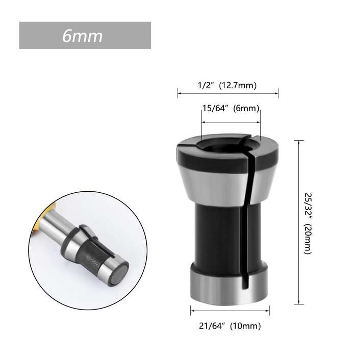 3PCS Router Collet Chuck 6mm 6.35mm 8mm Engraving Trimming Machine Clamping Adapter Converter for Wo