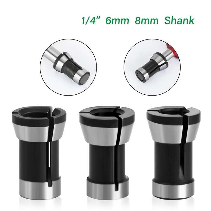 3PCS Router Collet Chuck 6mm 6.35mm 8mm Engraving Trimming Machine Clamping Adapter Converter for Wo