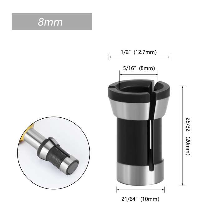 3PCS Router Collet Chuck 6mm 6.35mm 8mm Engraving Trimming Machine Clamping Adapter Converter for Wo