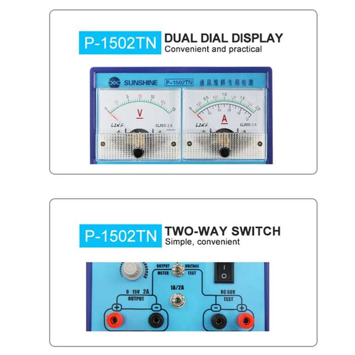 SUNSHINE P-1502TN DC Power Supply Adjustable Constant Temperature Voltage / Current Measurement for