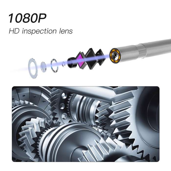 P10 2m Hard Wire 3.9mm Lens 1080P HD Endoscope for Cars 2.8" IPS Screen Piping Inspection Camera