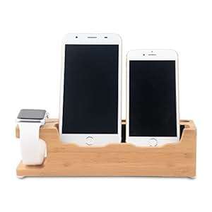 Apple Watch Stand WOWO Bamboo Charging Dock Cell Phone Dock Station iPhone Charging Stand Cradle Hol