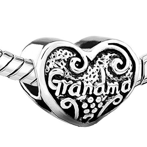 LovelyJewelry New Love Heart Grandma Grandmother Family Charm Sale Cheap Beads Fit Pandora Jewelry C