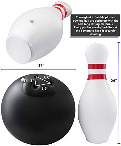 Greenco Giant Inflatable Bowling Set Outdoor and Indoor, Includes a Huge Ball 17" inch Diameter and