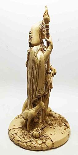 Greek White Goddess Hecate Sculpture Athenian Patroness of Crossroads, Witchcraft, Dogs and Poisono