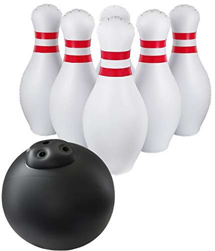 Greenco Giant Inflatable Bowling Set Outdoor and Indoor, Includes a Huge Ball 17" inch Diameter and