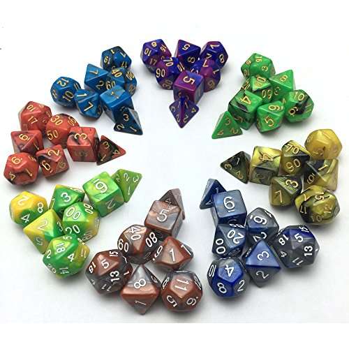 Smartdealspro 5 x 7-Die Series Two Colors Dungeons and Dragons DND RPG MTG Table Games Dice with