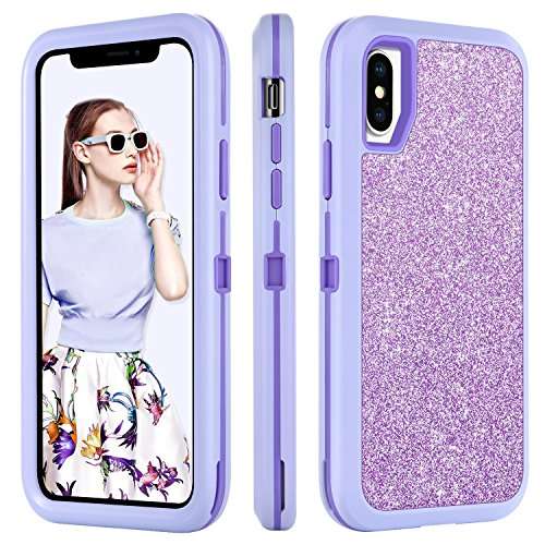 BENTOBEN iPhone X Case 2017,iPhone XS 2018 Case,Bling Glitter iPhone X Case 3 in 1 Slim Hybrid Spar