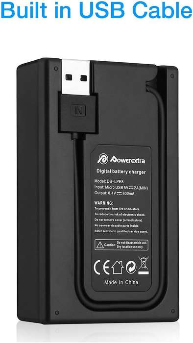 POWEREXTRA 2 PACK CANON LP-E8 REPLACEMENT BATTERY AND DUAL LCD CHARGER COMPATIBLE WITH CANON REBEL T