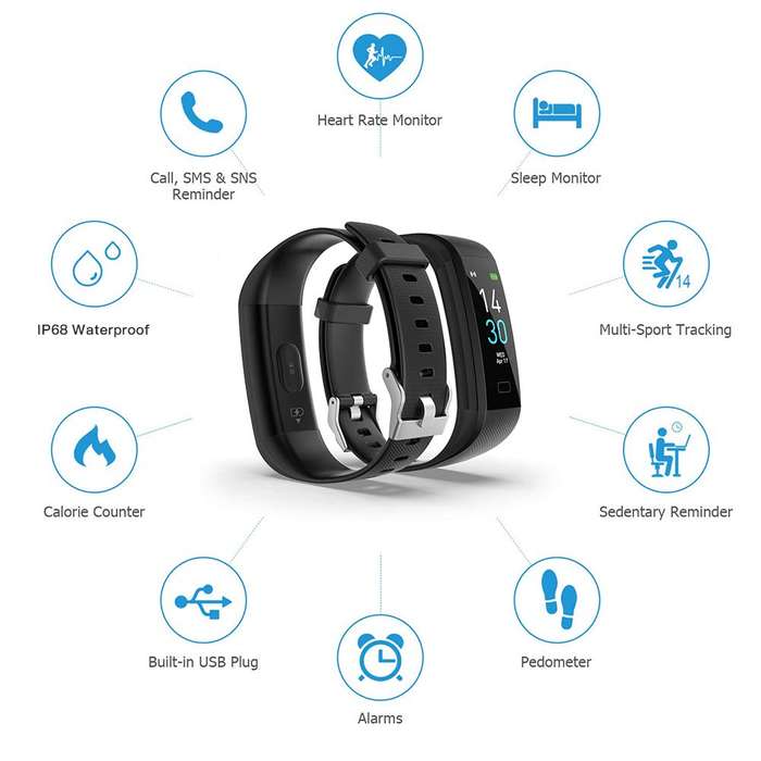 Fitness Tracker HR, Activity Tracker Watch with Heart Rate Monitor, IP68 Waterproof