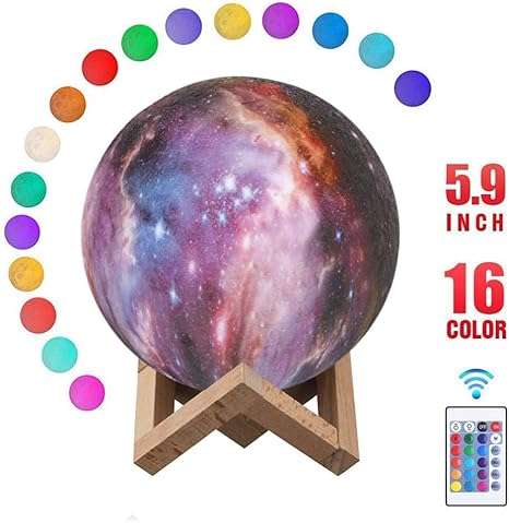 Starry Moon Lamp, Metplus 3D Printing Night Light 16 Colors Remote & Touch  Control USB Rechargeable Moonlight Lamps Dimmable LED Galaxy Lights for  Home DÃ©cor Kids Birthday Christmas Gifts - 5.9 Inch - - Amazon.com