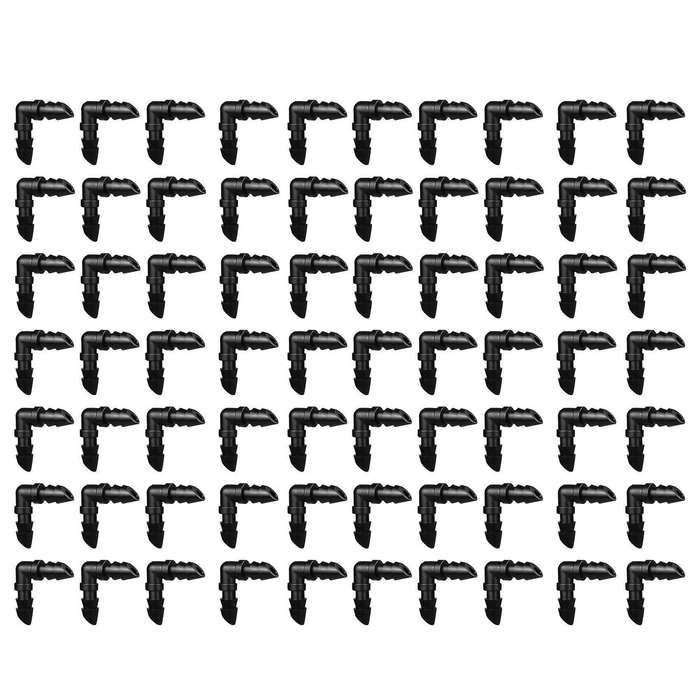 70x Drip Irrigation Barbed Elbow Fittings, Fits 1/4 Inch Drip Tubing