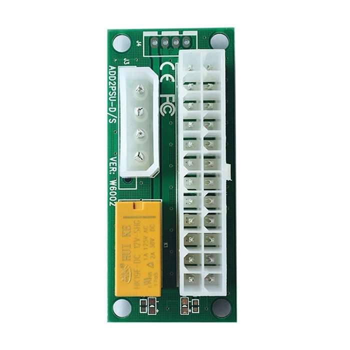 2pcs Dual Psu Adapter Atx 24pin to 4pin Power Sync Starter Card