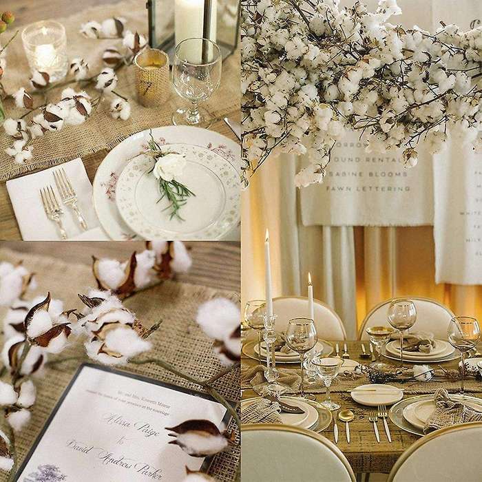 20pcs Cotton Stems, Farmhouse Decorations for Vase Home Decor