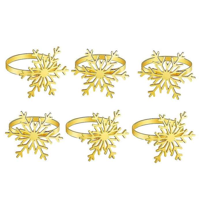 Snowflake Napkin Rings for Christmas Holiday Table Decoration(gold)