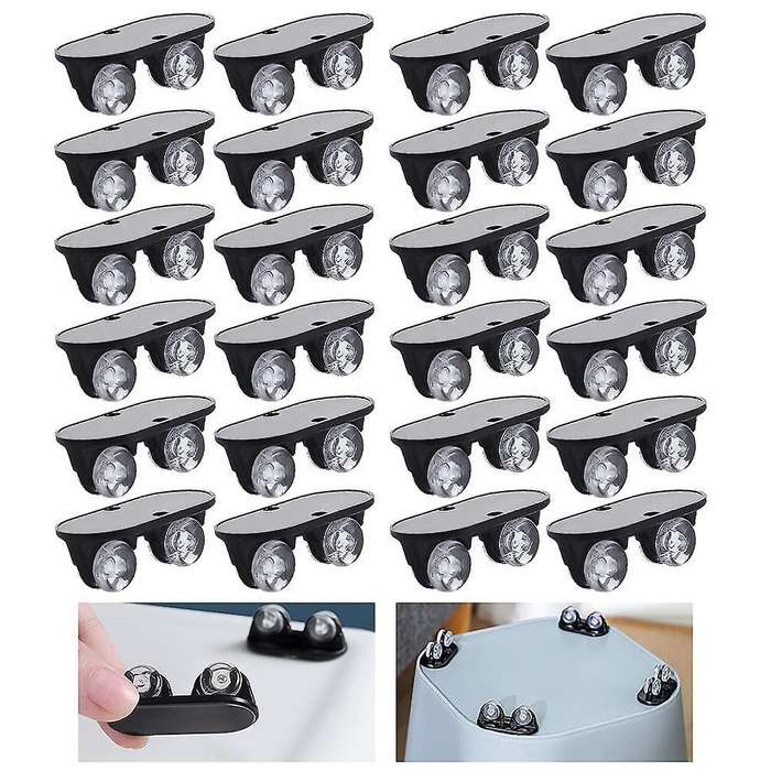 24 Pieces Self Adhesive Wheels Small Caster (black)