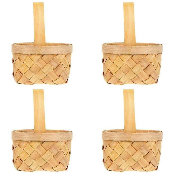 4pcs Woven Basket with Handle Wedding Flower Girl Basket Party Gift