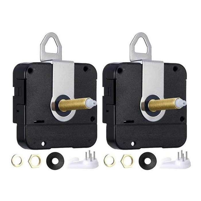 2pc Long Shaft Non-ticking Quartz Diy Wall Clock Decor Timepiece 24mm